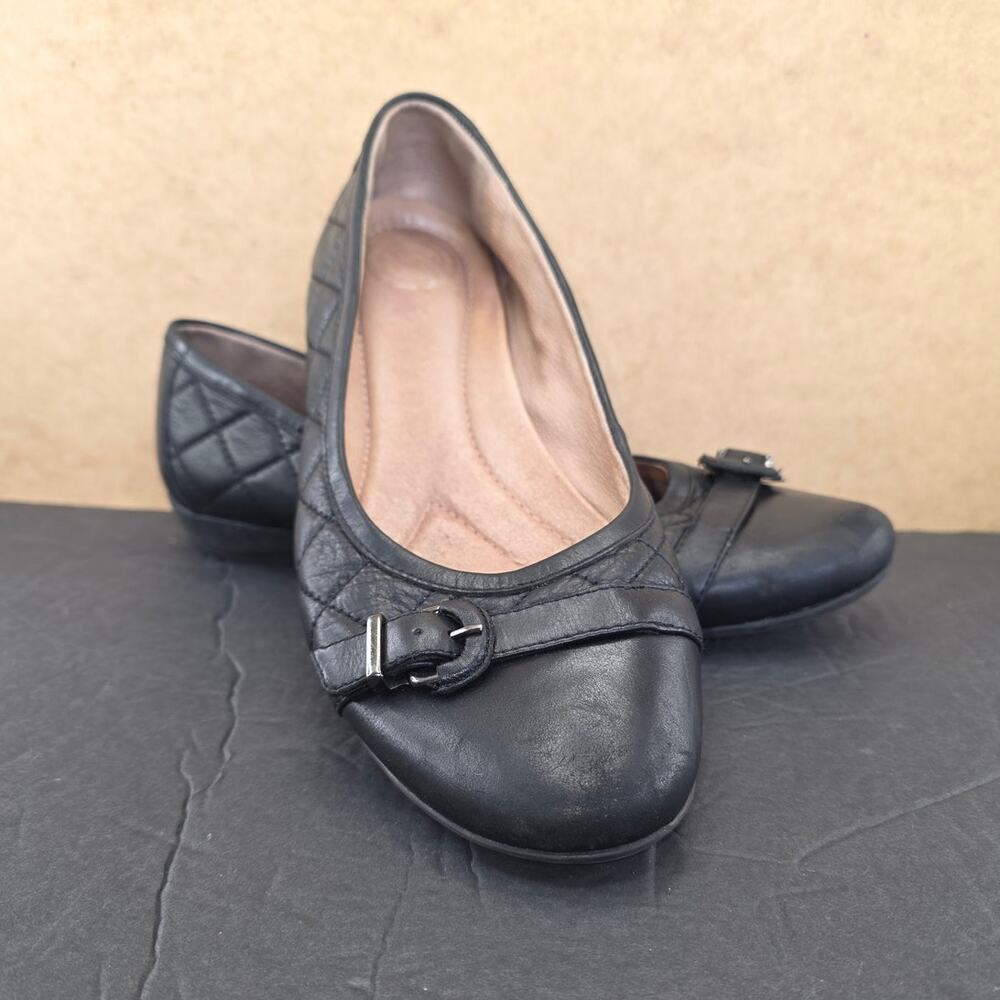 Nurture Women Slip-On Wedge Leather Shoes Black Size US 9